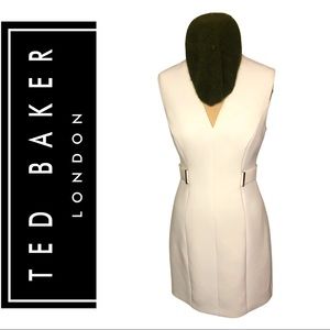 Ted Baker London Dionne Side Bar V-Neck Sheath Dress in Cream / Size 2